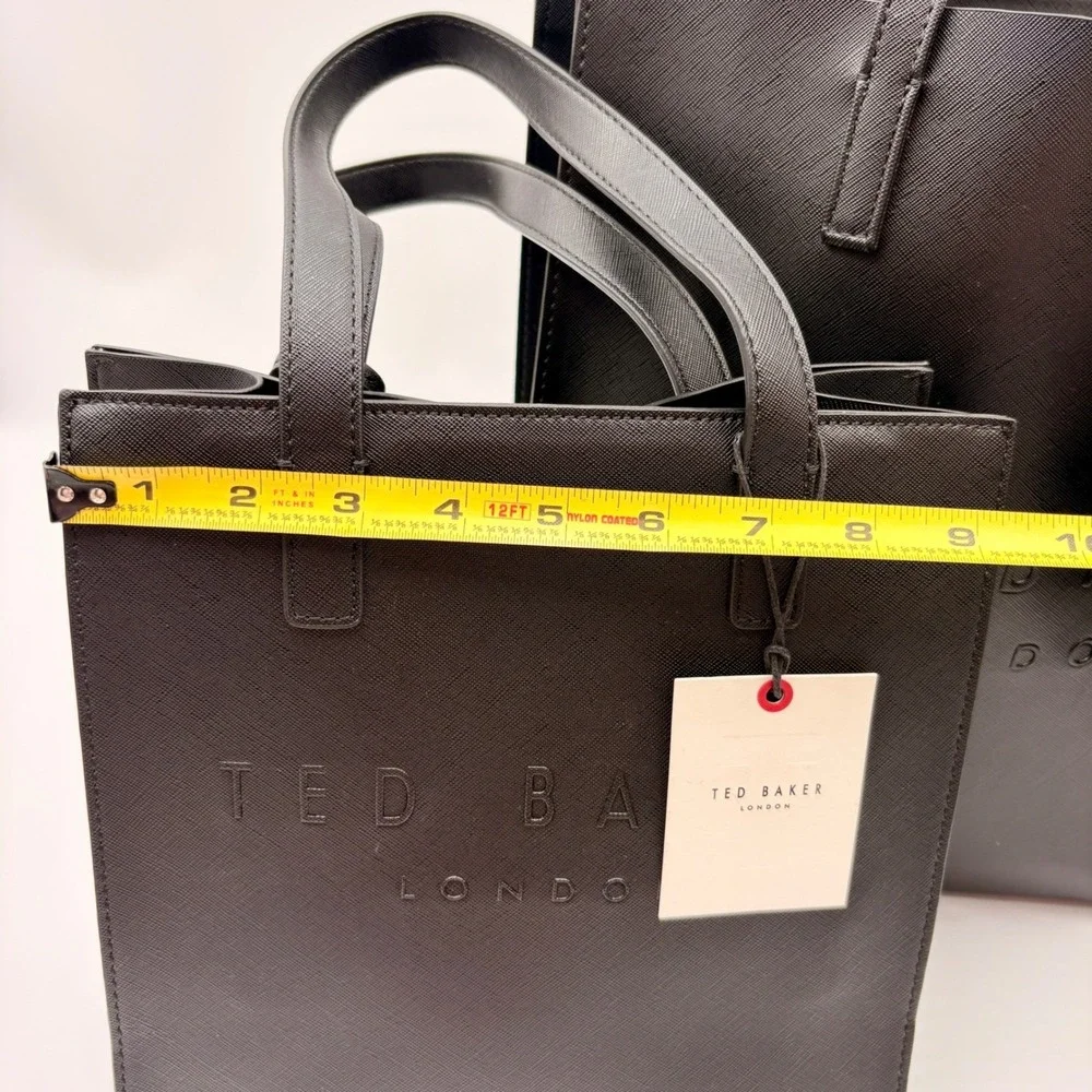 Ted Baker London Black Icon Tote Bag Set‎ Large Shopper Small Tote Flower Charm